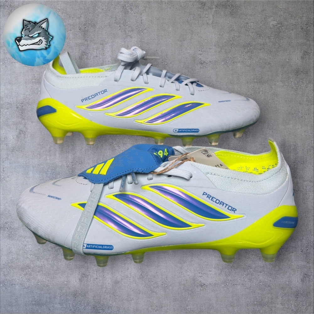 adidas Predator Elite FT AG Soccer Cleats Blue Ice Cold Yellow Men's 6.5 JR5900 - Picture 2 of 4